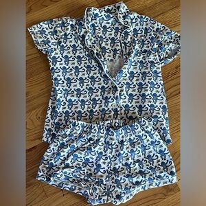 Roller rabbit iconic blue monkey pajamas